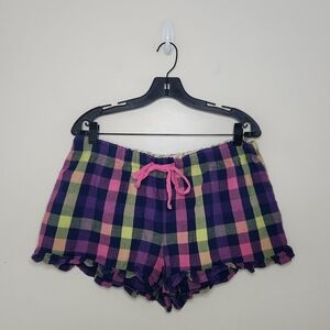 Women's Jenni By Jennifer Moore Plaid Pajama Shorts Sz Large